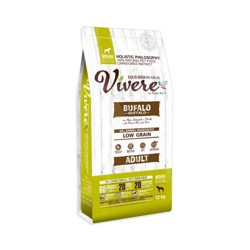 Vivere Dog Medium Adult Bawół 12kg Karma Monobiałkowa dla średnich ras