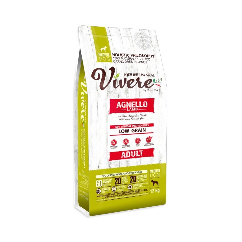 Vivere Dog Medium Adult Jagnięcina 12kg Karma Monobiałkowa dla średnich ras